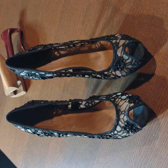 Mix No. 6 Shoes - Mix No6 Black Lace Design Platform Stiletto Heels. Size 8